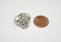 Image 9 of Art Deco 18k White Gold, Eastern Star Filigree Ring - ~.08ct Old European Cut Center Diamond - Ex...