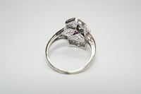 Image 10 of Art Deco 18k White Gold, Eastern Star Filigree Ring - ~.08ct Old European Cut Center Diamond - Ex...