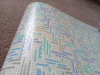 Image 4 of 1960s Vintage Melody Mills Wallpaper Rolls - 70s MCM Cool Blue Wypecleen Geometric - (Set of 3)
