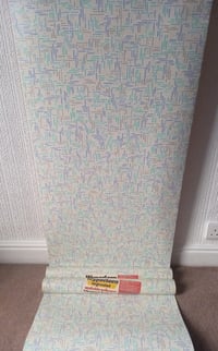 Image 5 of 1960s Vintage Melody Mills Wallpaper Rolls - 70s MCM Cool Blue Wypecleen Geometric - (Set of 3)