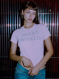 Image 1 of Hello World Baby Pink & Silver Sparkle Baby Tee 🩷🩶