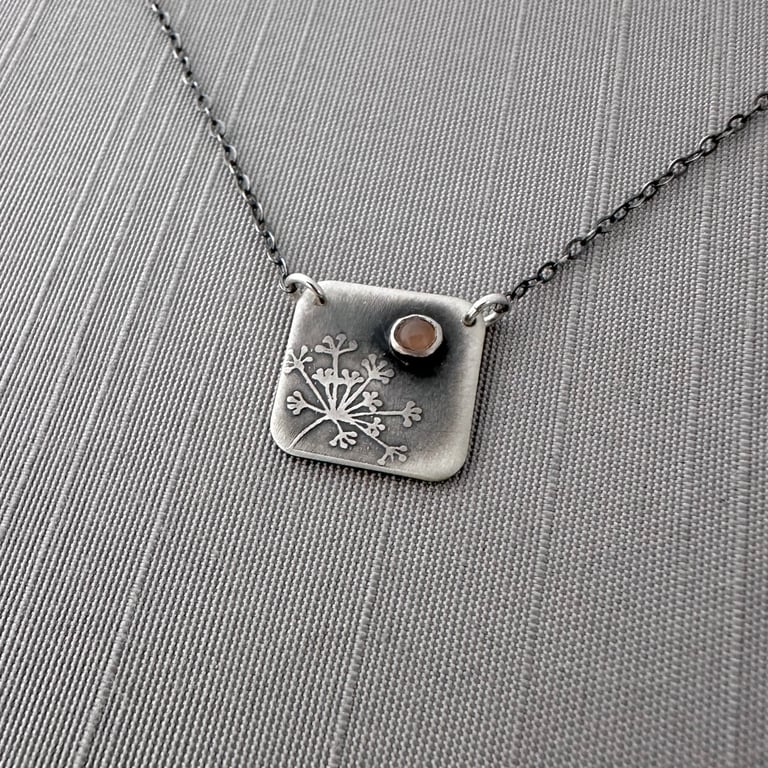 Square Sterling Silver and Moonstone Queen Anne’s Lace Necklace Image 3