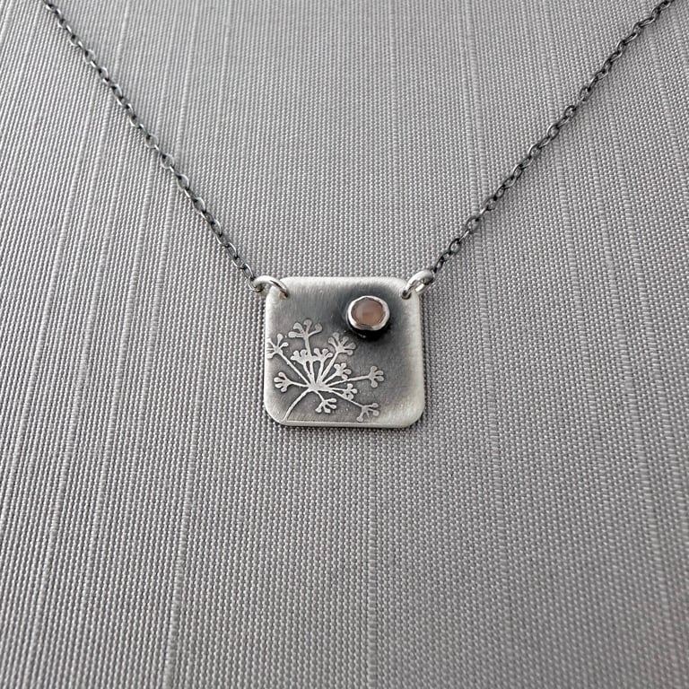 Square Sterling Silver and Moonstone Queen Anne’s Lace Necklace Image 4