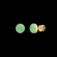 Image 1 of 10 K Gold Classic Round Jade Stud Earrings
