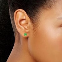 Image 2 of 10 K Gold Classic Round Jade Stud Earrings