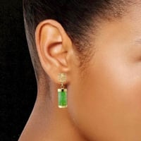 Image 2 of 10 K Double Love Jade Dangle Earrings