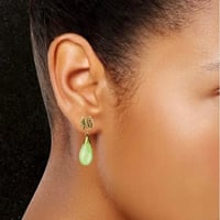 Image 2 of 10 K Jade Good Fortune Teardrop Dangle Earrings