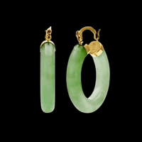 Image 1 of 10 K Gold Medium Hoop Earrings Jade