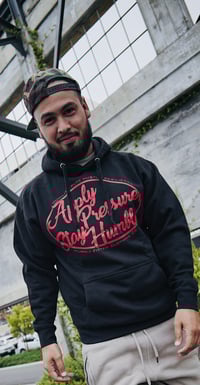 Image 1 of Apply Pressure, Stay Humble Hoodie (Black/Red)