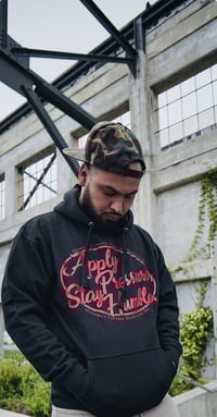 Image 2 of Apply Pressure, Stay Humble Hoodie (Black/Red)