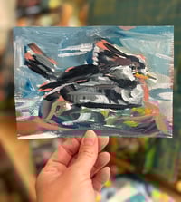 Image 2 of Perched female hooded merganser study on paper