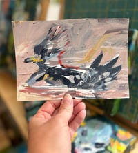 Image 1 of Swimming female hooded merganser study on paper
