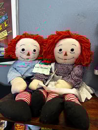 Image 1 of Vintage 80s Handmade Raggedy Ann & Andy Doll Set