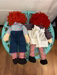 Image 3 of Vintage 80s Handmade Raggedy Ann & Andy Doll Set