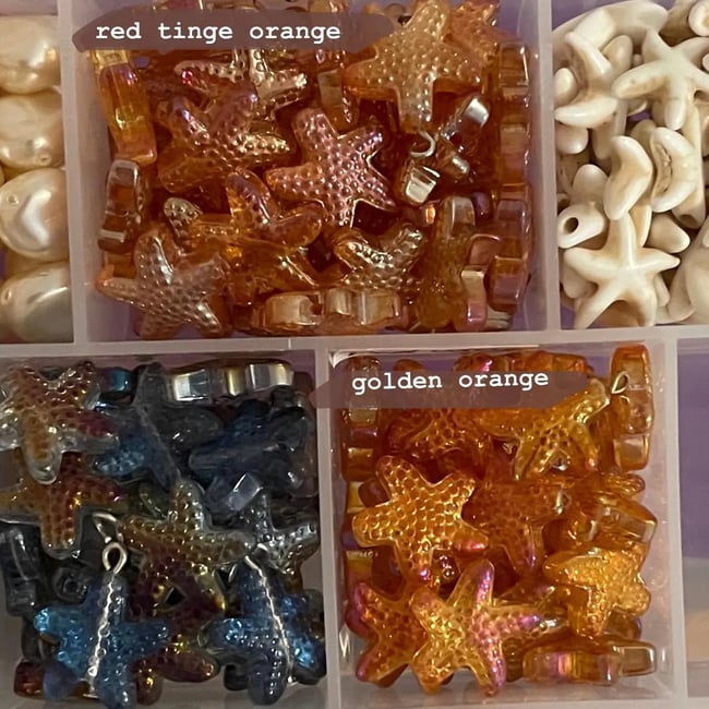 aquatic glass starfish huggie hoop earrings