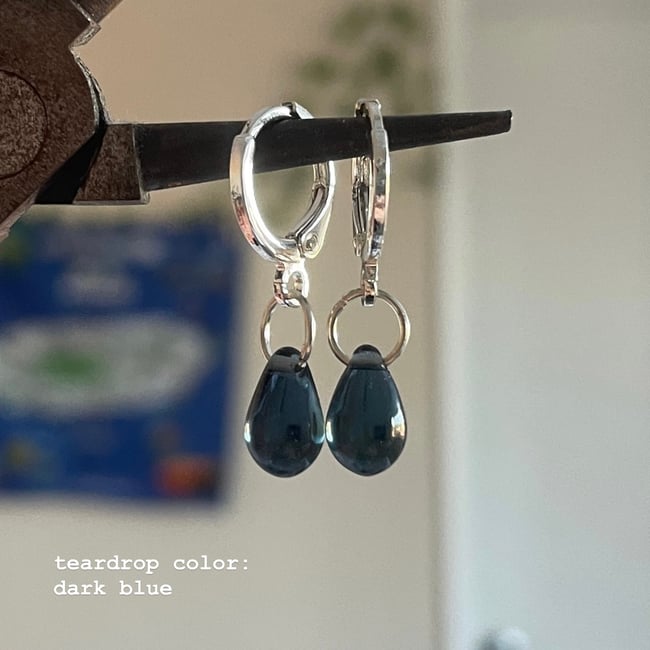 raindrop teardrop gold/silver huggie hoop earrings