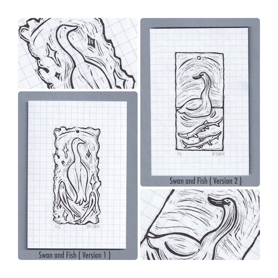 Image of 4" x 6" Graph Paper Linocut Editions
