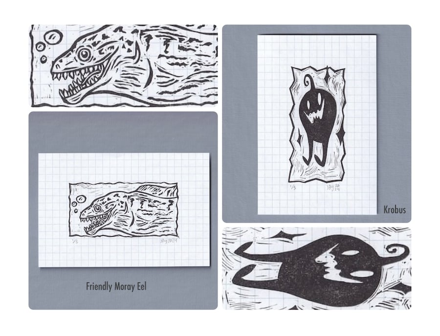 Image of 4" x 6" Graph Paper Linocut Editions