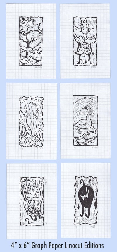 Image of 4" x 6" Graph Paper Linocut Editions