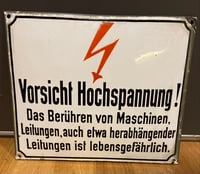 Image 1 of Vintage (ca. 1950s) Enamel German High Voltage Warning Sign