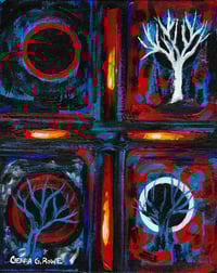Image 1 of 'Complexities of Existence' - Abstract Expressionist Acrylic on Canvas Panel, 8x10 Framed