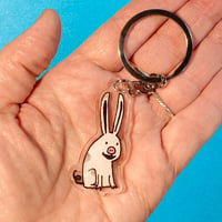Image 2 of Bunny Pig Keychain - 2" x 1.5" Double Sided (Same Image)