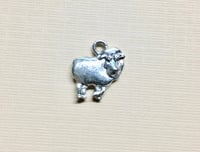 Image 1 of Little Lamb Silver Plated Charms Pendants Sheep Charm 12mm x 12mm Made in the USA 2 charms F156A