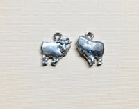 Image 2 of Little Lamb Silver Plated Charms Pendants Sheep Charm 12mm x 12mm Made in the USA 2 charms F156A