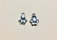Image 1 of Dog Paw Silver Plated Charms Pendants Paw Charm 12mm x 12mm Made in the USA 2 charms F313E
