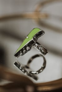 Image 4 of Green Lightning Bolt Sterling Silver Ring