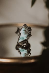 Image 1 of Sterling Silver Turquoise Lightning bolt Ring – Size U 1/2 UK
