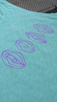 Image 1 of Teal-blue tank top w purple vulvas