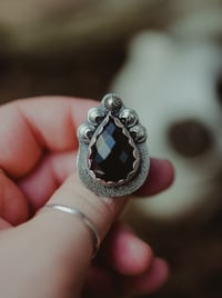 Image 1 of Sterling Silver black onyx western style Ring – UK Size N