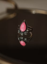Image 2 of Sterling Silver Pink pool ball tear drop Ring – UK Size S 1/2