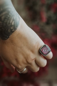 Image 2 of Sterling Silver Pink Dice Ring – UK Size S