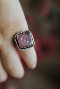 Image 1 of Sterling Silver Pink Dice Ring – UK Size S