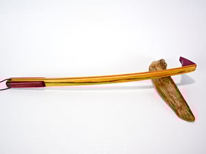 Image of Handcrafted Wooden Back Scratcher, Exotic Wood Purple Heart and Tiger Wood with Cherry Accent
