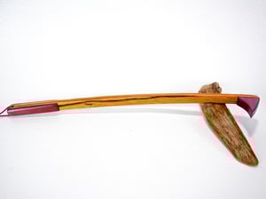 Image of Handcrafted Wooden Back Scratcher, Exotic Wood Purple Heart and Tiger Wood with Cherry Accent