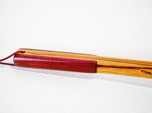 Image of Handcrafted Wooden Back Scratcher, Exotic Wood Purple Heart and Tiger Wood with Cherry Accent