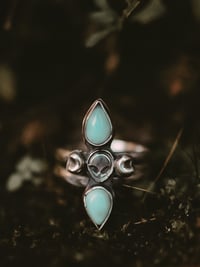Image 1 of Sterling Silver Alien & Larimar gemstone Ring – UK Size V