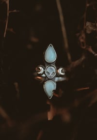 Image 2 of Sterling Silver Alien & Larimar gemstone Ring – UK Size V