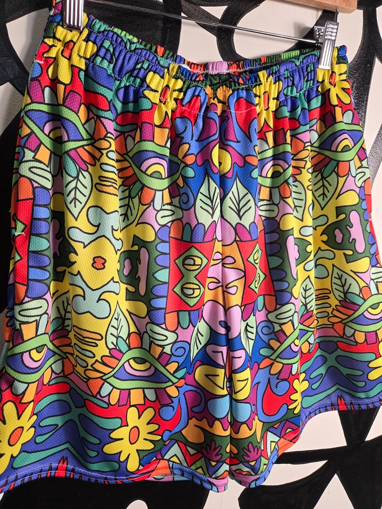 Image of Guice Geometric Rainbow Realms Basketball Shorts