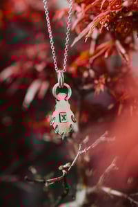 Image 2 of Sterling Silver Labradorite Skull Necklace – Hangs on 18" Sterling Chain