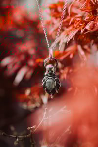 Image 1 of Sterling Silver Labradorite Skull Necklace – Hangs on 18" Sterling Chain