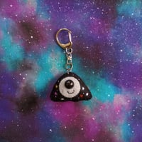 Image 1 of Smiley fabric art cosmic ghost charm