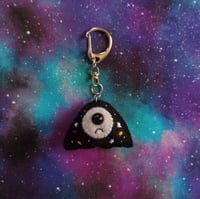 Image 1 of Frowny fabric art cosmic ghost charm