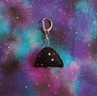Image 2 of Frowny fabric art cosmic ghost charm