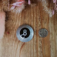 Image 1 of Silver 8 ball pool ball Cabochon - Approx. 34 x 34 x 12mm