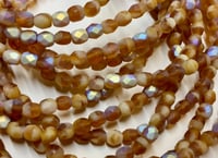 4mm Fire Polished Crystals Pumpkin Beige Matte Czech Glass approx. 50 beads