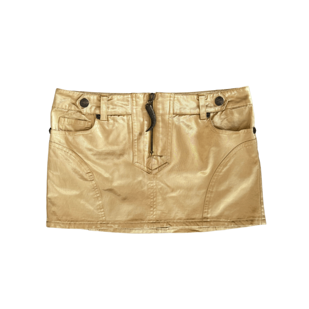Image of JUST CAVALLI BY ROBERTO CAVALLI METALLIC GOLD HORN SKIRT